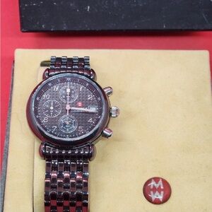 Michele Black and Silver Chronograph Watch